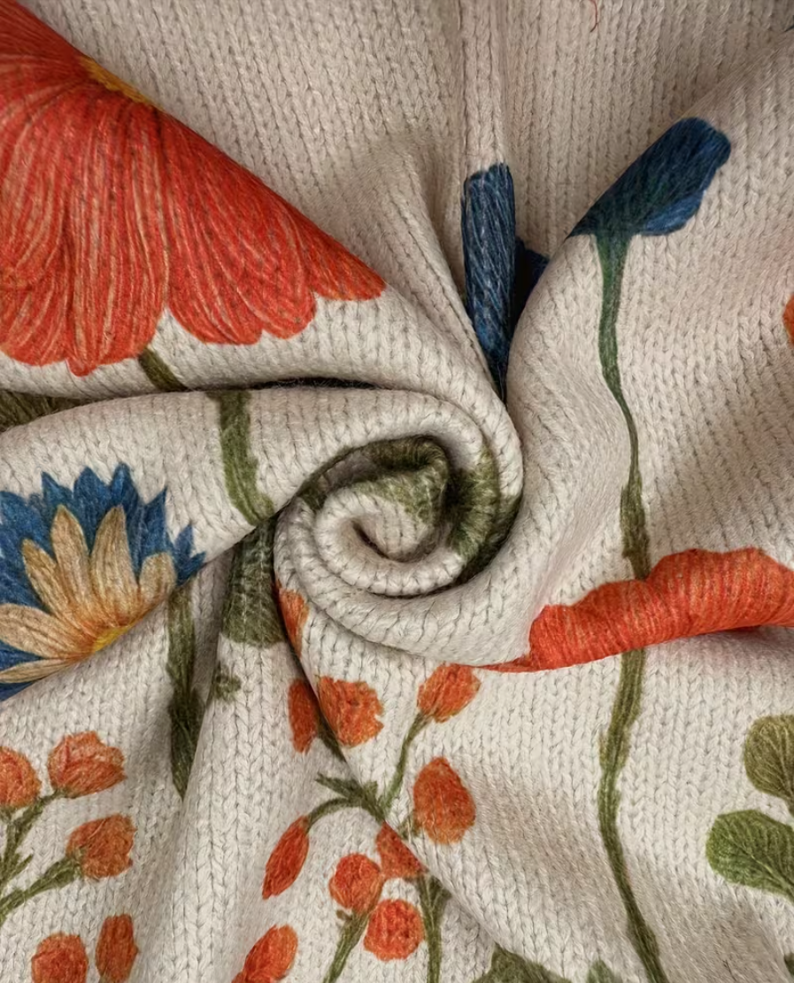 Adele Cardigan Donna in Maglia con Zip e Stampa Floreale e Tasche, foto 3