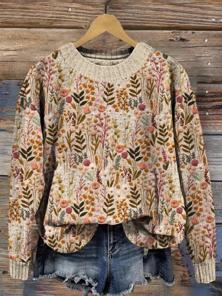 Aida Maglione Donna con Girocollo a Maniche Lunghe e Stampa Floreale, foto 1