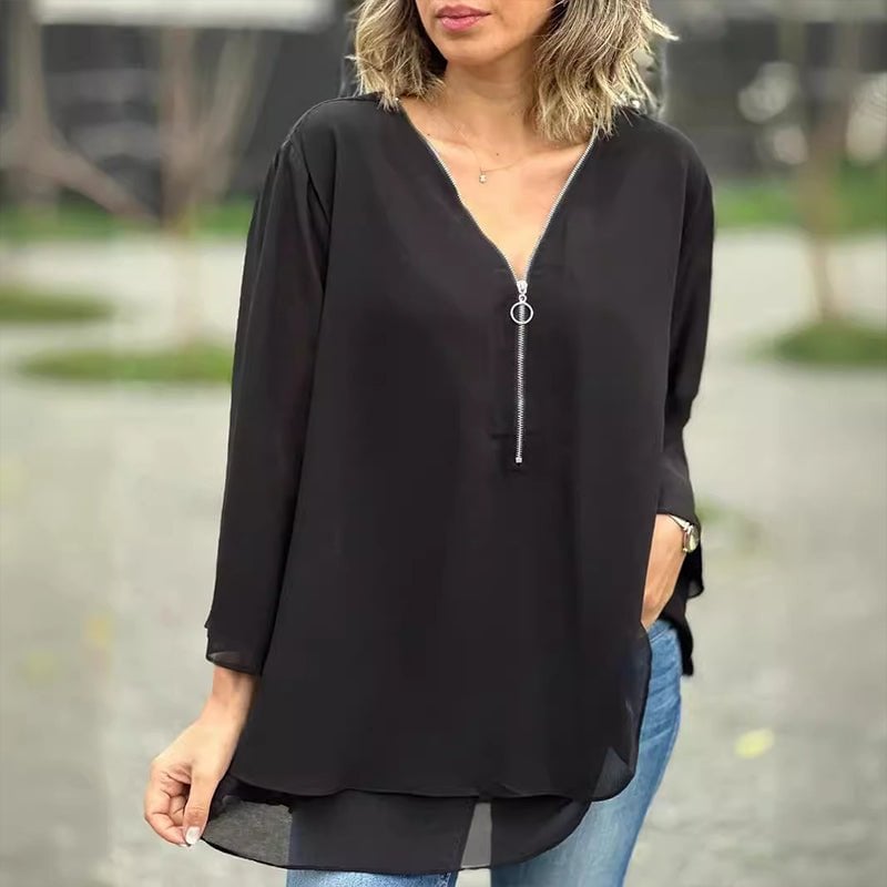 Amabile Blusa Donna in Chiffon con Zip, foto 1