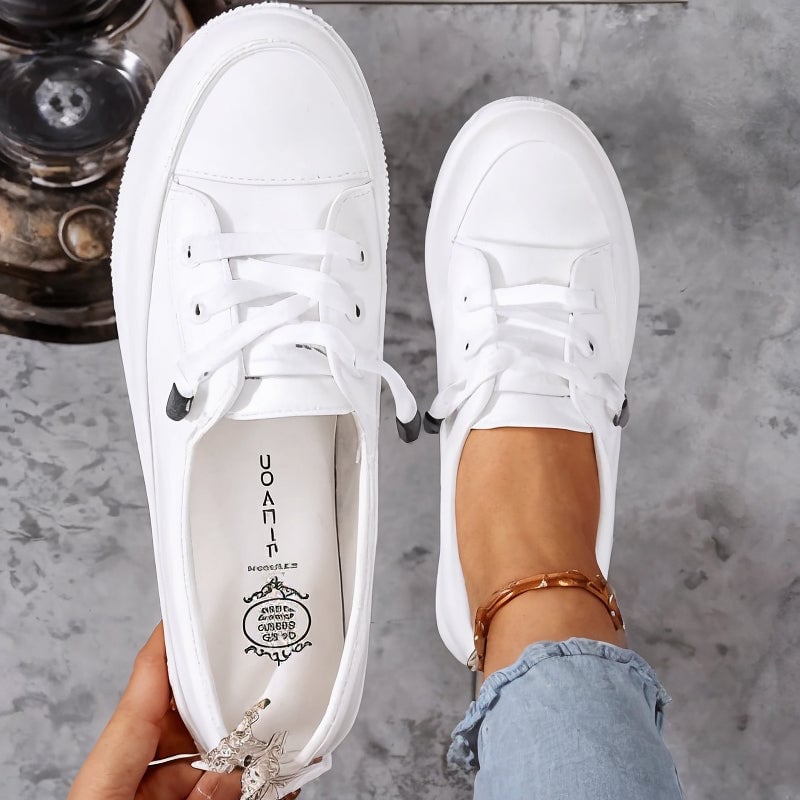 Anemone Sneakers Donna con Lacci e Suola Piatta in Beige, foto 2