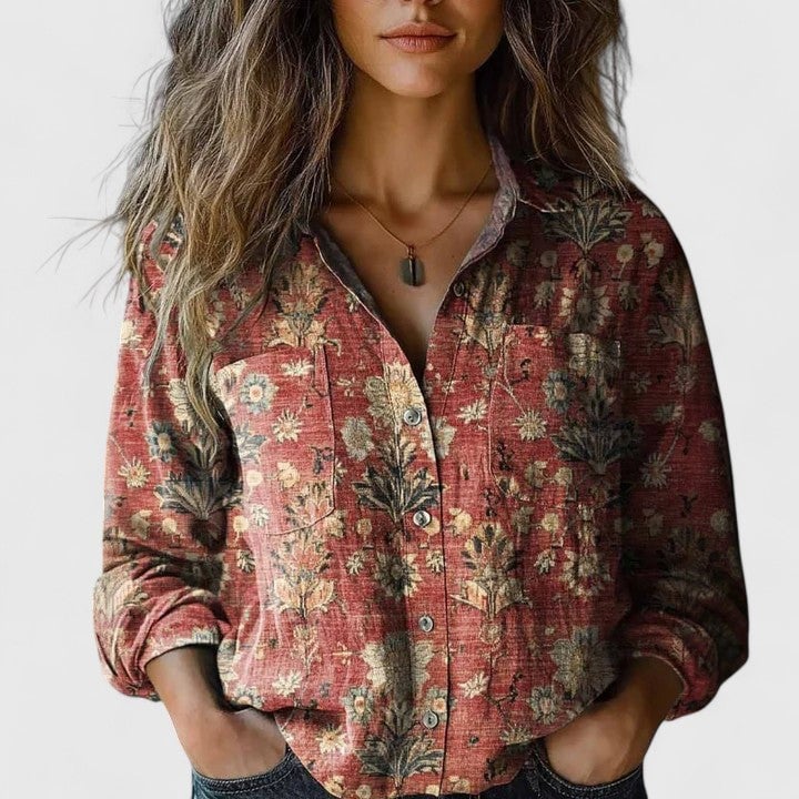 Argia Blusa Donna con Revers e Stampa Floreale, foto 1