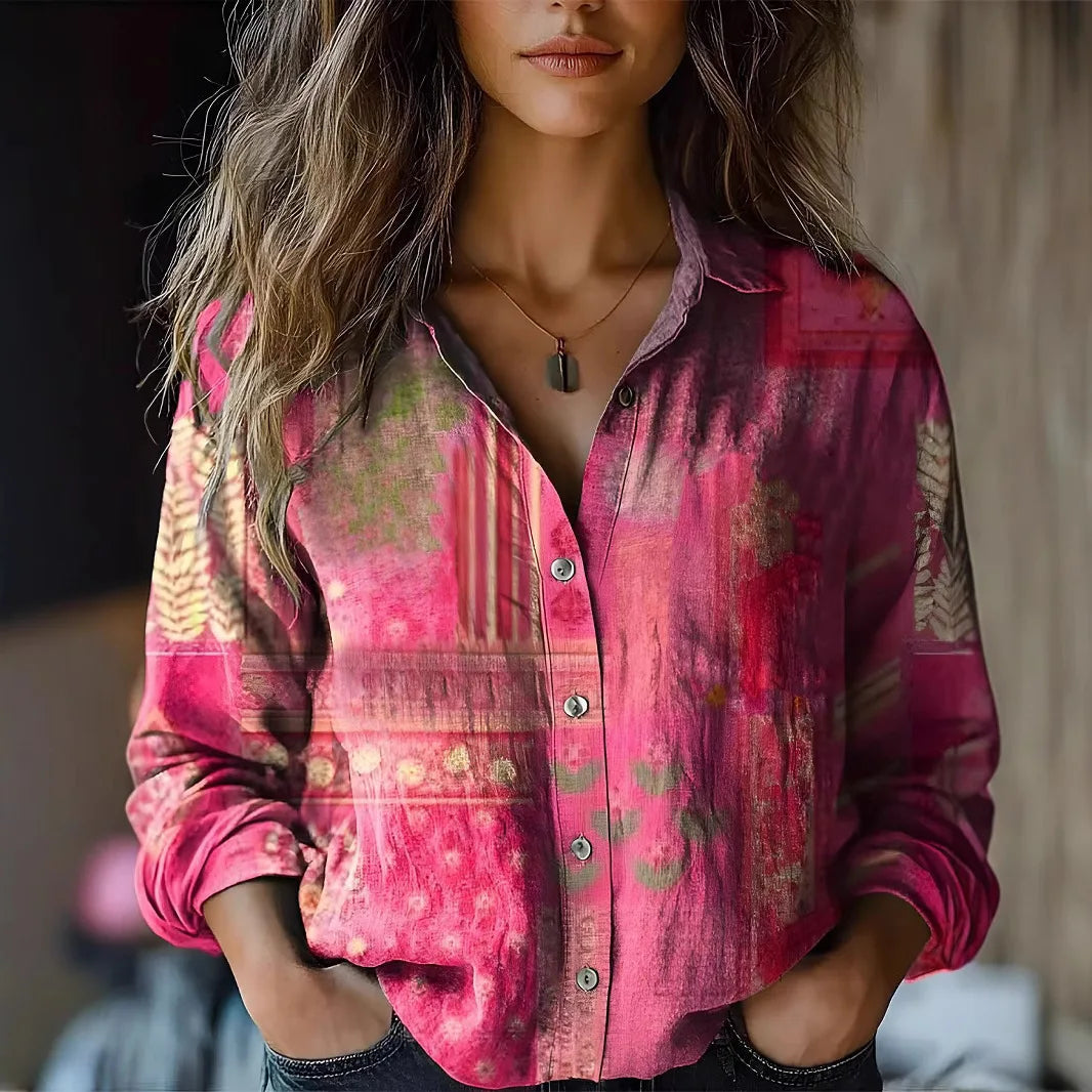 Argia Blusa Donna con Revers e Stampa Floreale, foto 2