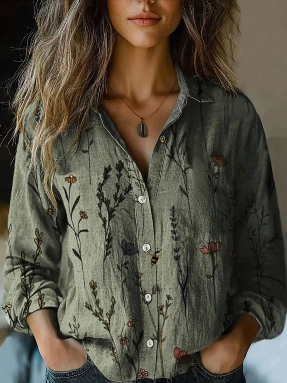 Argia Blusa Donna con Revers e Stampa Floreale, foto 7