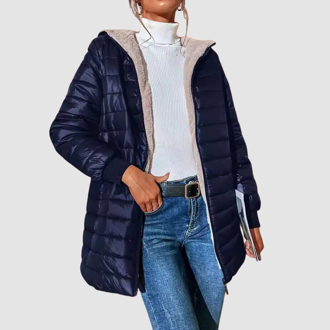 Bertina Cappotto Donna con Cappuccio con Zip e Trapuntatura, foto 3
