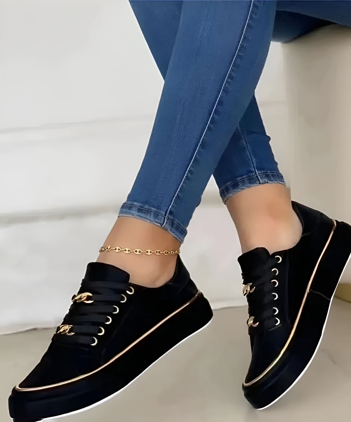 Cassia Sneakers Donna con Lacci e Suola Piatta, foto 3