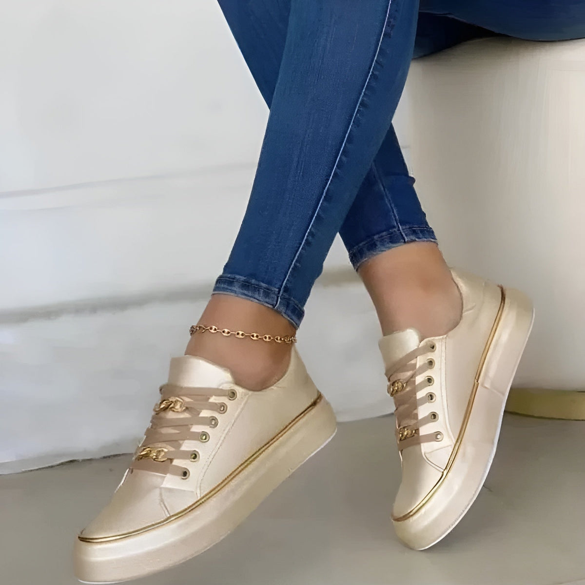 Cassia Sneakers Donna con Lacci e Suola Piatta, foto 5