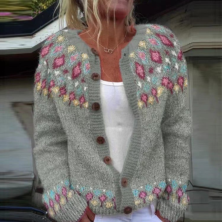 Celide Cardigan Donna con Girocollo con Bottoni a Maniche Lunghe, foto 1