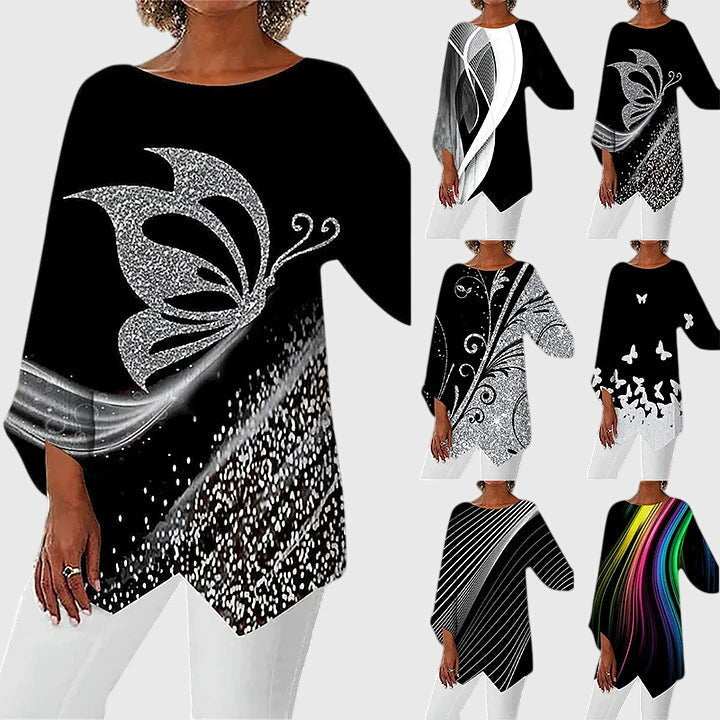 Concettina Top Donna dal Taglio Oversize con Girocollo e Stampa Integrale, foto 7