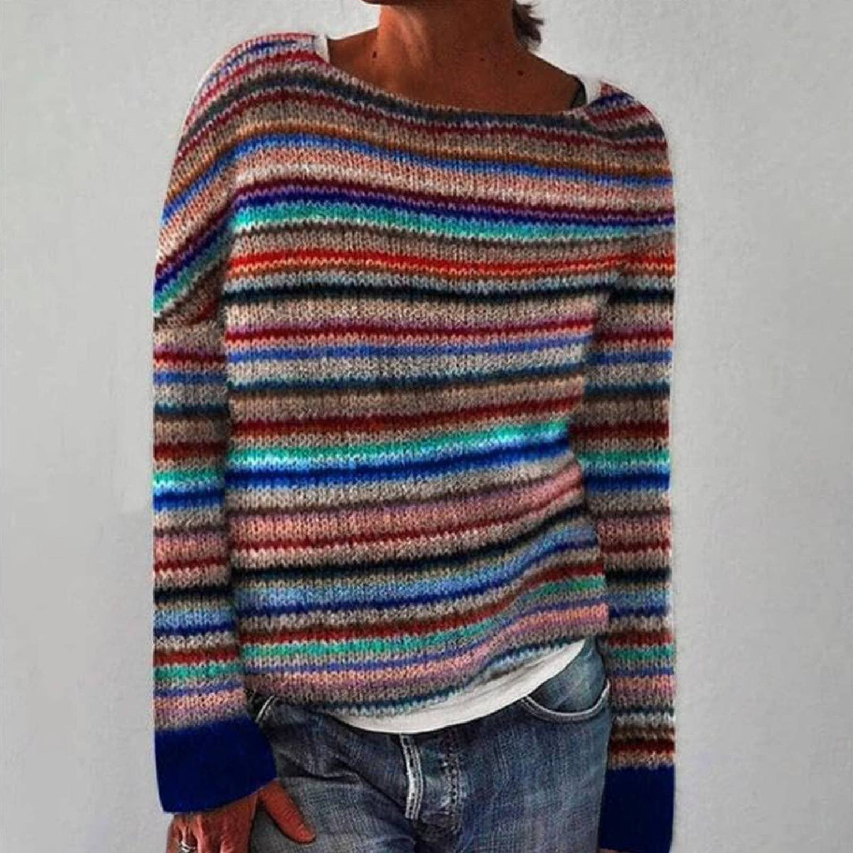 Costanza Maglione Donna con Girocollo a Maniche Lunghe e Righe, foto 1