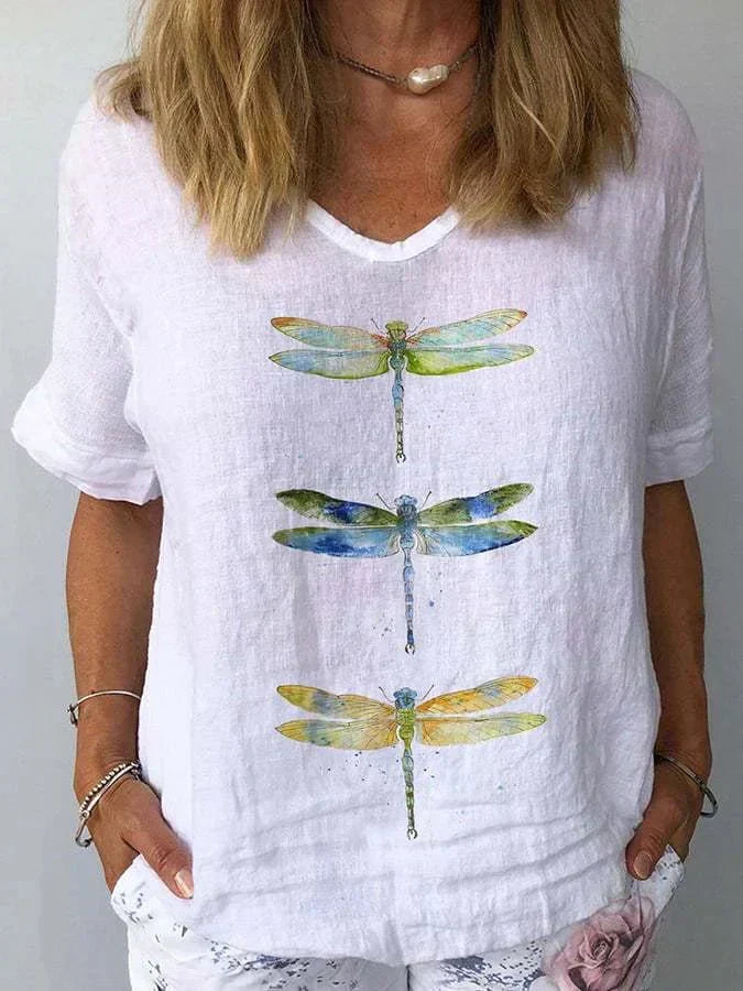 Cristalda Top Donna dalla Vestibilità Morbida con Scollo a V e Stampa Floreale, foto 1