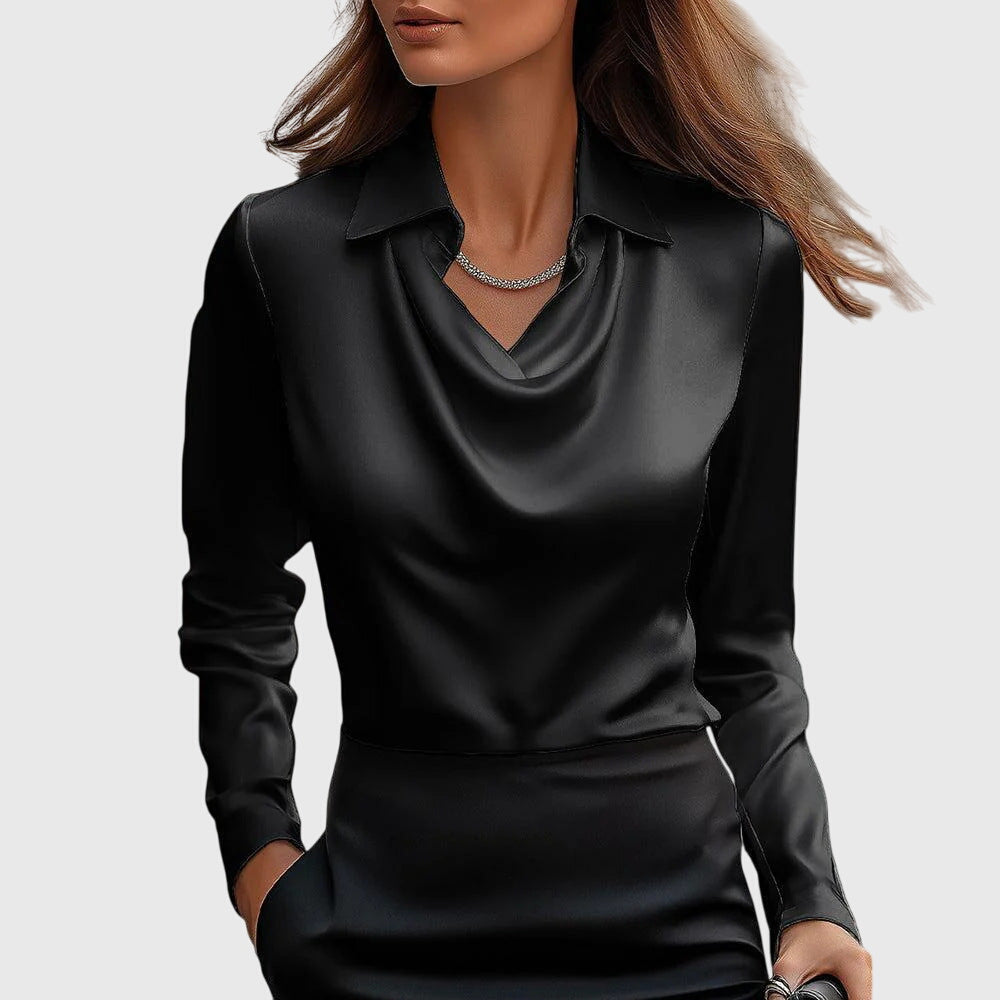 Damiana Blusa Donna dalla Vestibilità Morbida con Collo Classico a Maniche Lunghe, foto 3