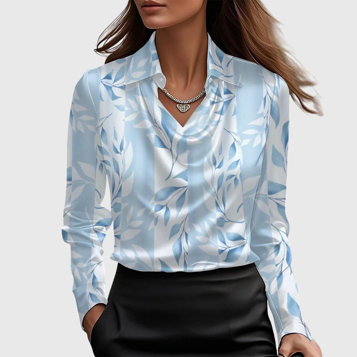Damiana Blusa Donna dalla Vestibilità Morbida con Collo Classico a Maniche Lunghe, foto 5