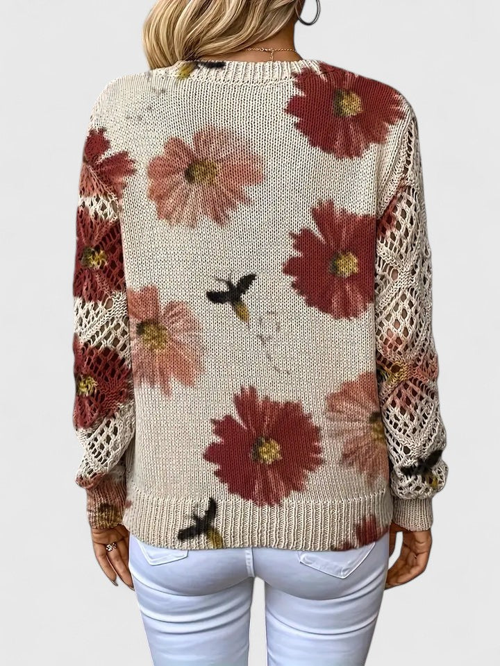 Diamante Cardigan Donna con Scollo a V e Stampa Floreale, foto 10