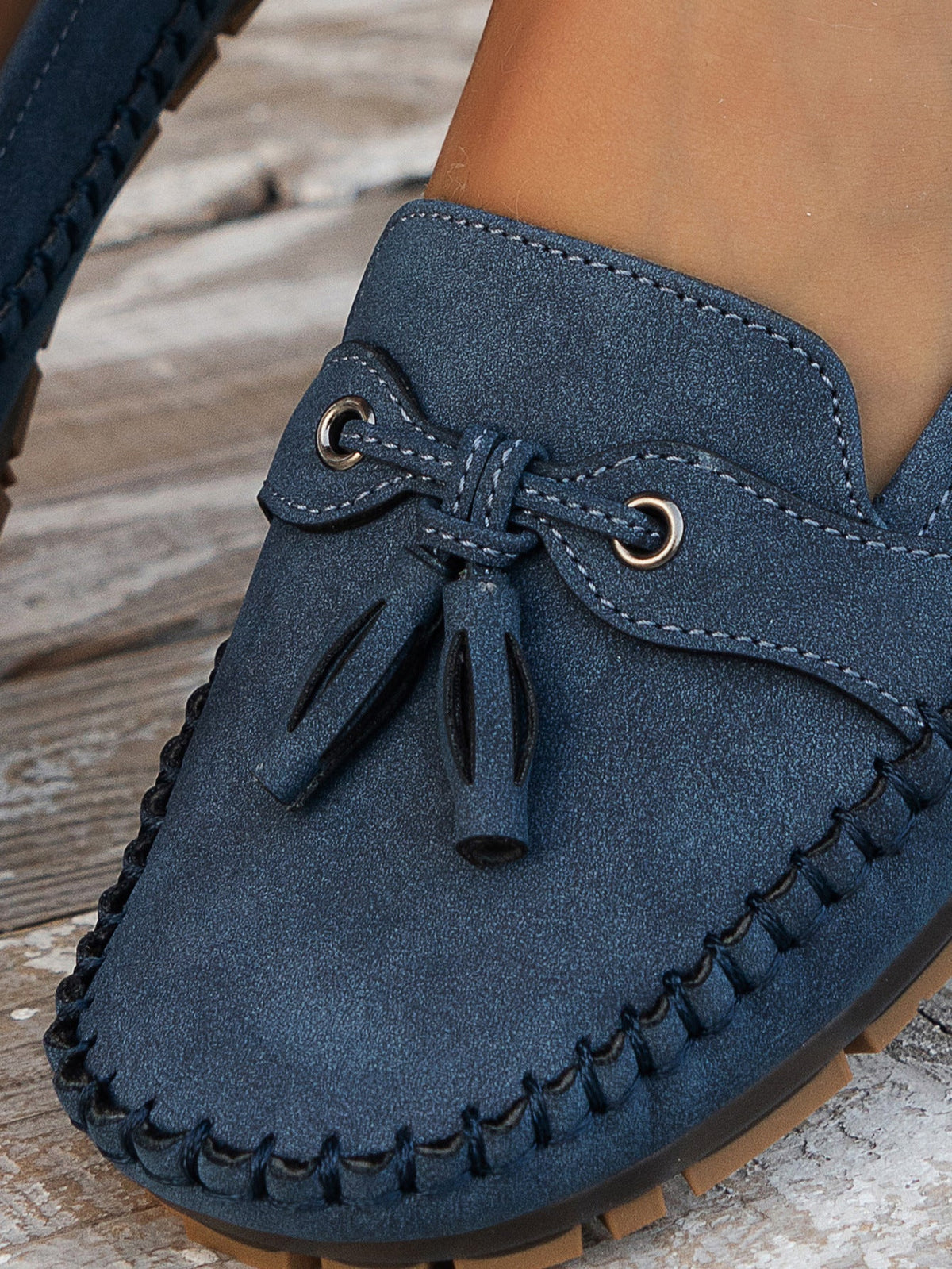 Doralice Mocassini Donna con Suola Piatta e Frange in Blu, foto 2