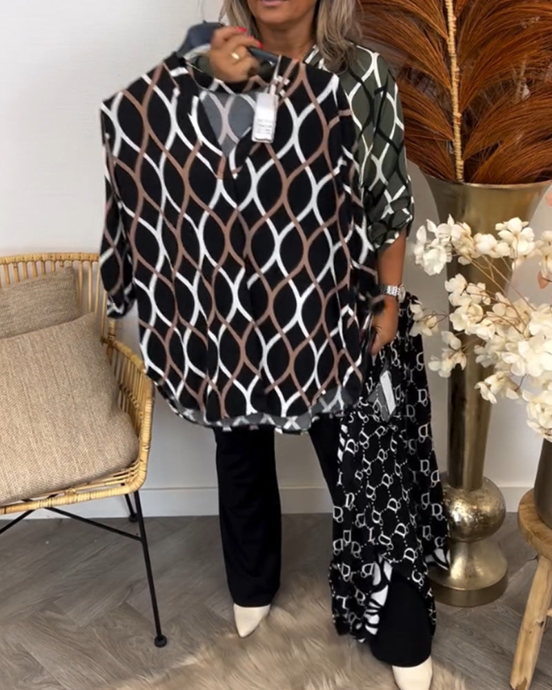 Edvige Blusa Donna con Scollo a V a Maniche Lunghe e Stampa Integrale, foto 5