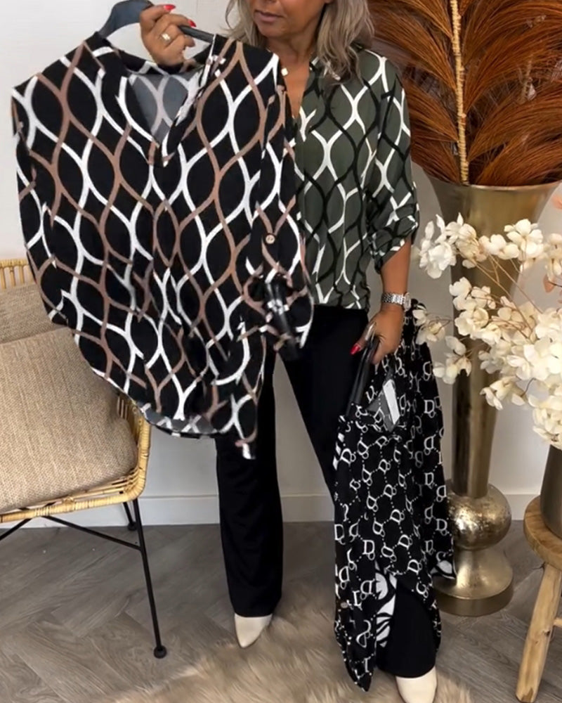 Edvige Blusa Donna con Scollo a V a Maniche Lunghe e Stampa Integrale, foto 6