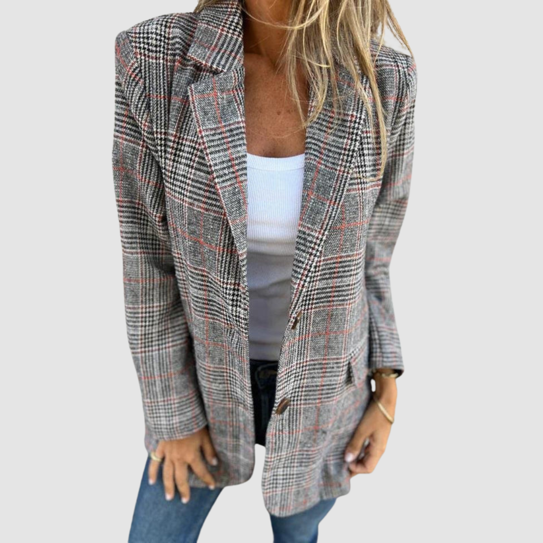 Elisetta Blazer Donna dal Taglio Lungo con Quadri, foto 1