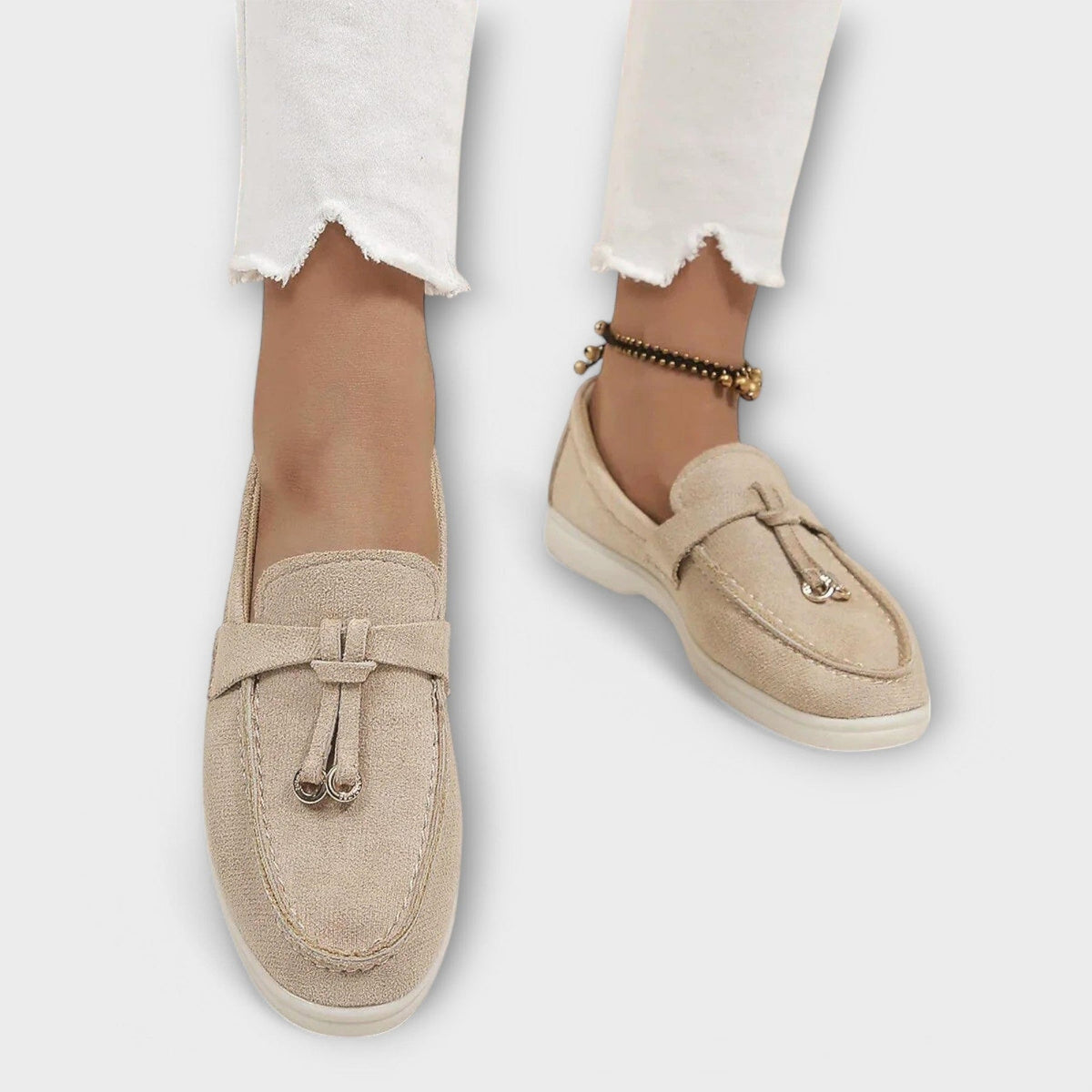 Emmelina Mocassini Donna con Suola Piatta e senza Lacci in Beige, foto 2