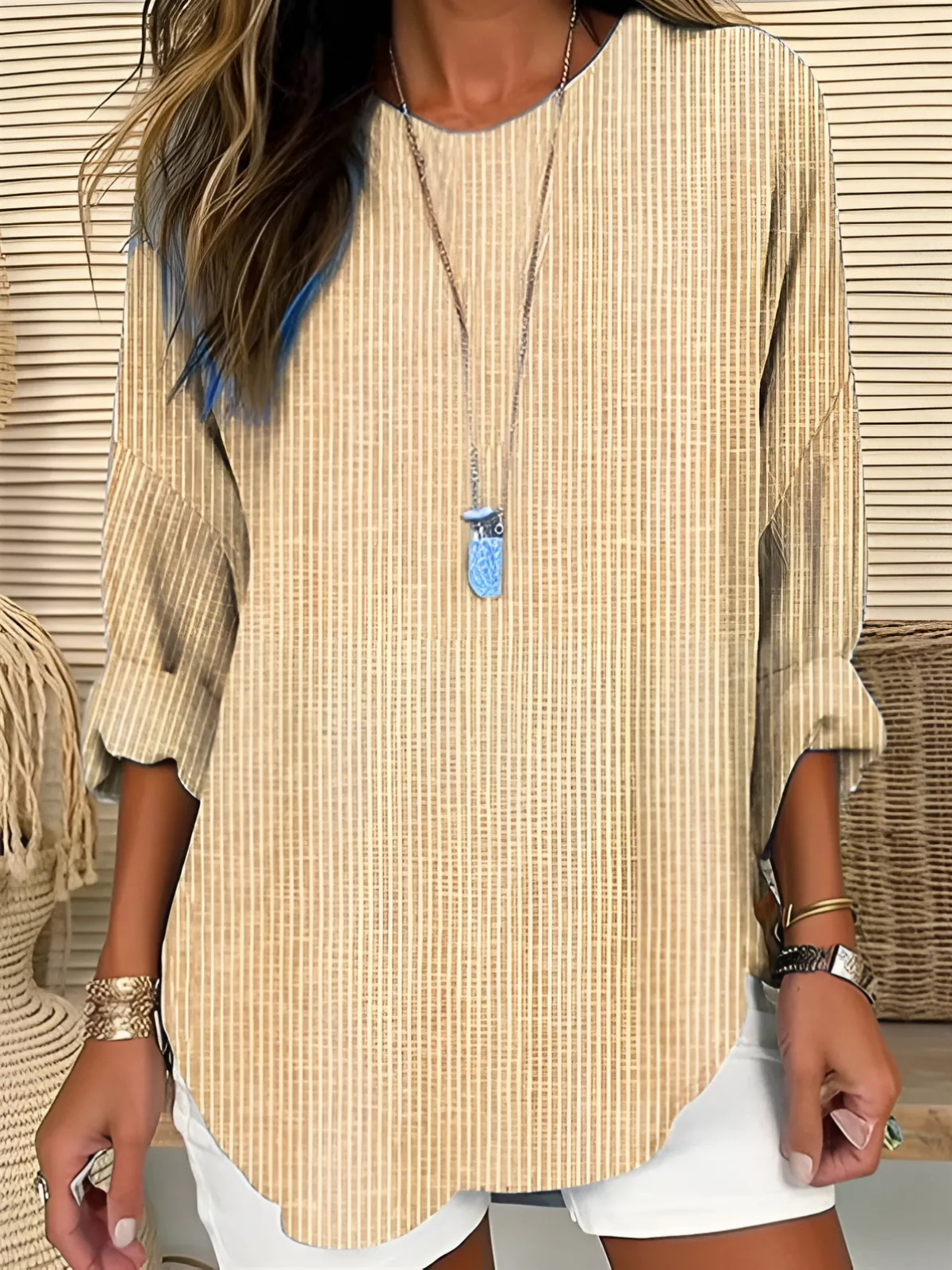 Erica Blusa Donna con Girocollo e Righe, foto 2