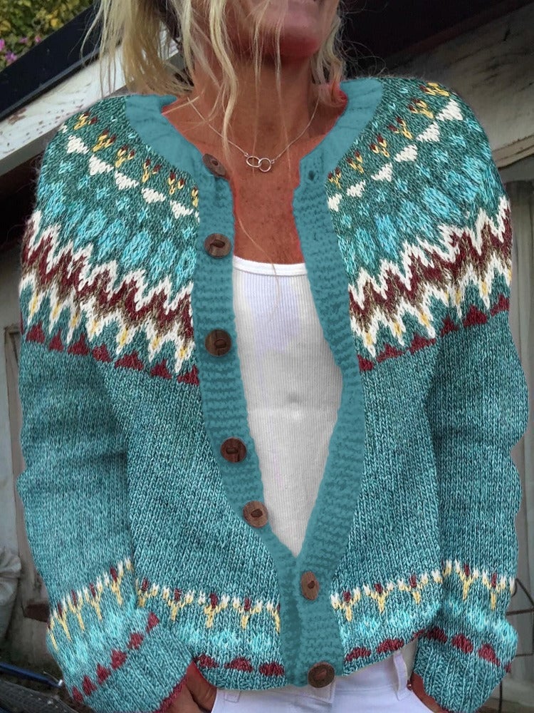 Ezia Cardigan Donna con Girocollo con Bottoni a Maniche Lunghe, foto 1
