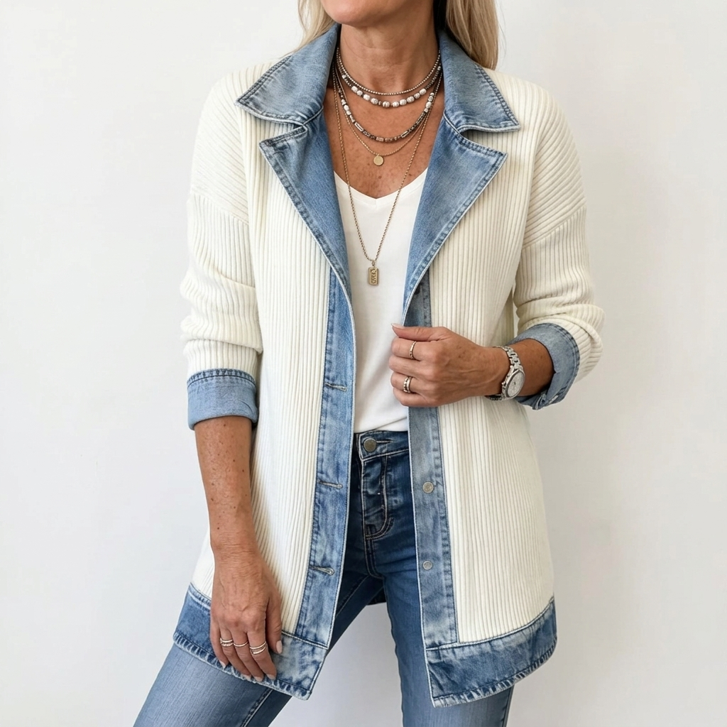 Fabrizia Maglione Donna in Maglia a Coste con Revers e Tasche, foto 2