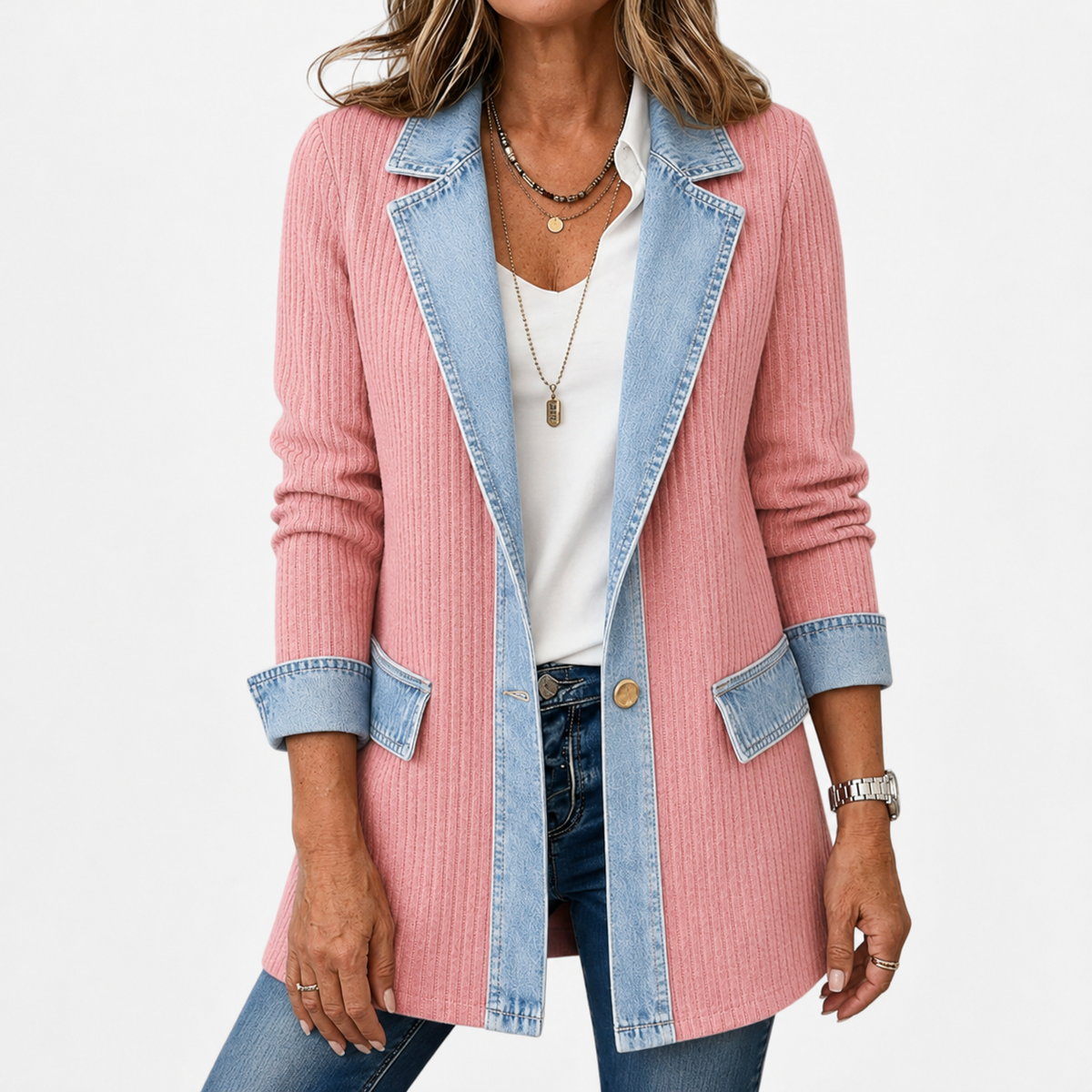 Fabrizia Maglione Donna in Maglia a Coste con Revers e Tasche, foto 8
