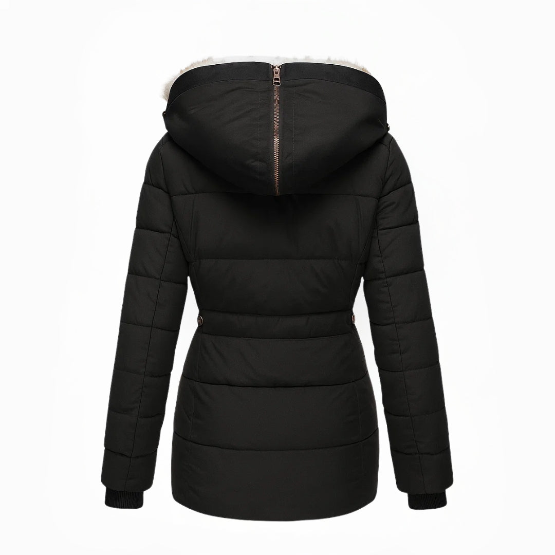 Filomena Cappotto Donna dalla Vestibilità Aderente con Cappuccio, foto 2