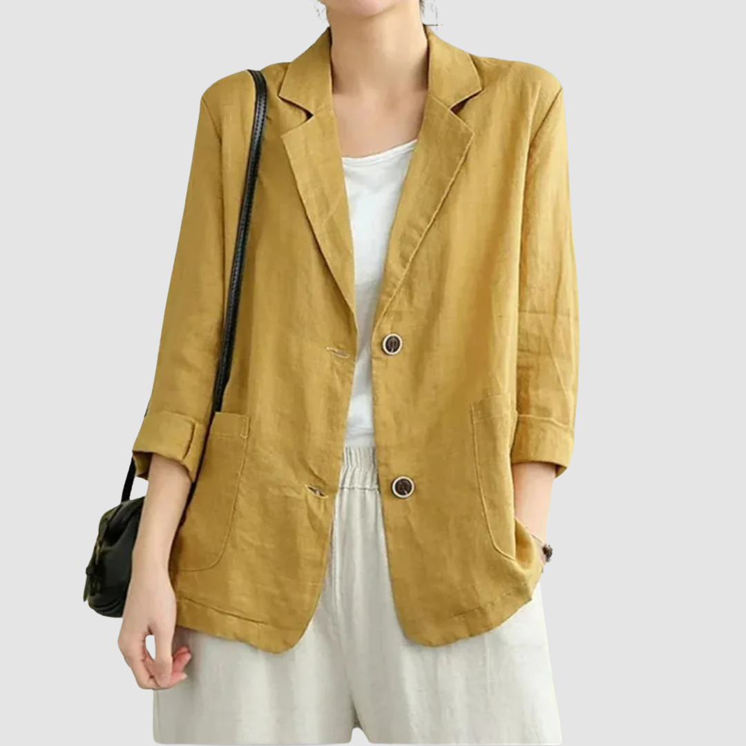Gigliola Blazer Donna in Cotone con Revers e Tasche, foto 3