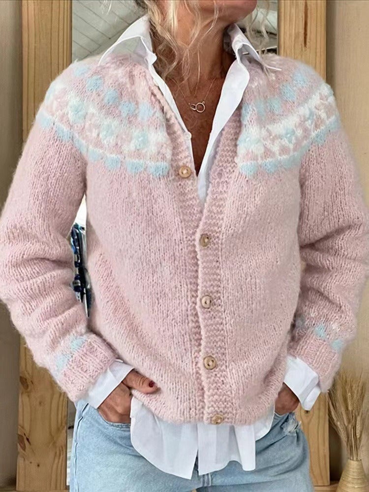 Gilberta Cardigan Donna con Girocollo con Bottoni a Maniche Lunghe, foto 1