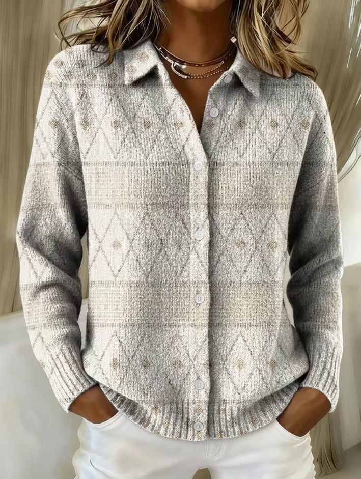 Giordana Cardigan Donna in Maglia con Bottoni in Tinta Chiara, foto 1