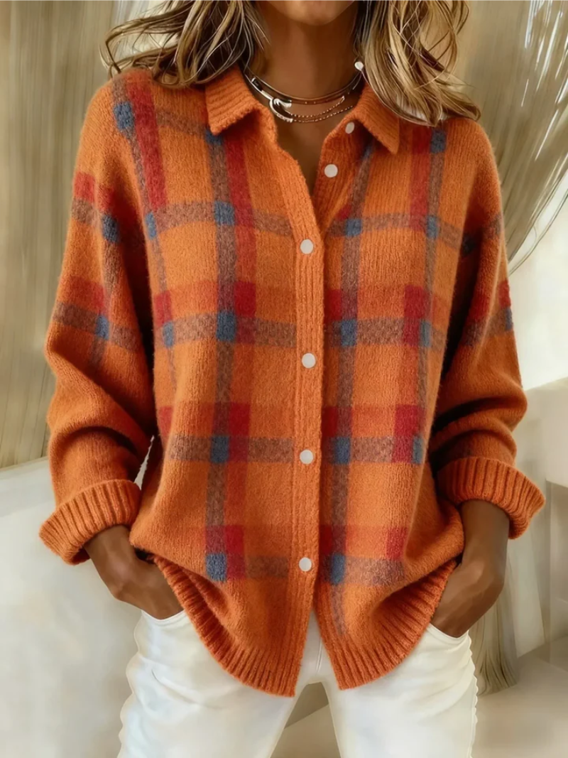 Girolama Blusa Donna con Collo Classico con Bottoni e Quadri, foto 6