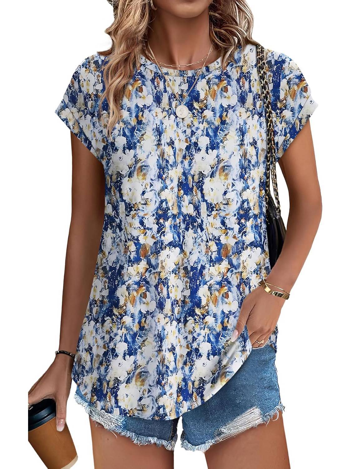 Innocenza Blusa Donna con Girocollo a Maniche Corte e Stampa Integrale, foto 10
