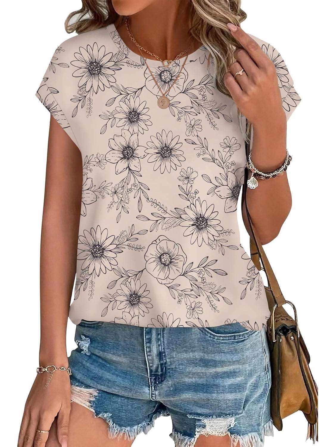 Innocenza Blusa Donna con Girocollo a Maniche Corte e Stampa Integrale, foto 5