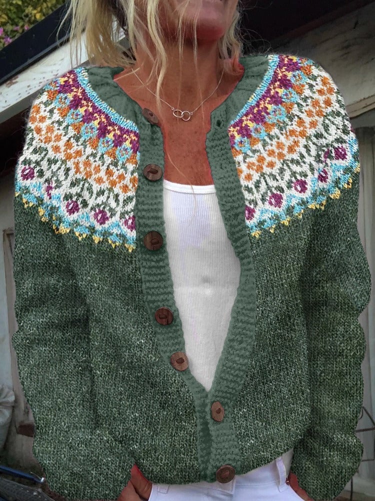 Isaura Cardigan Donna con Girocollo con Bottoni a Maniche Lunghe, foto 1