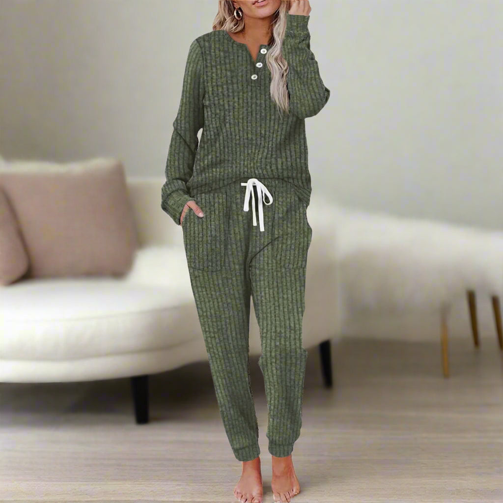Lorella Completo Donna con Scollo Henley con Coulisse e Tasche, foto 6