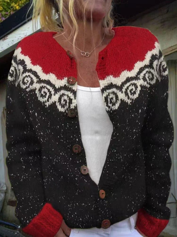 Lorena Cardigan Donna con Girocollo con Bottoni a Maniche Lunghe, foto 1