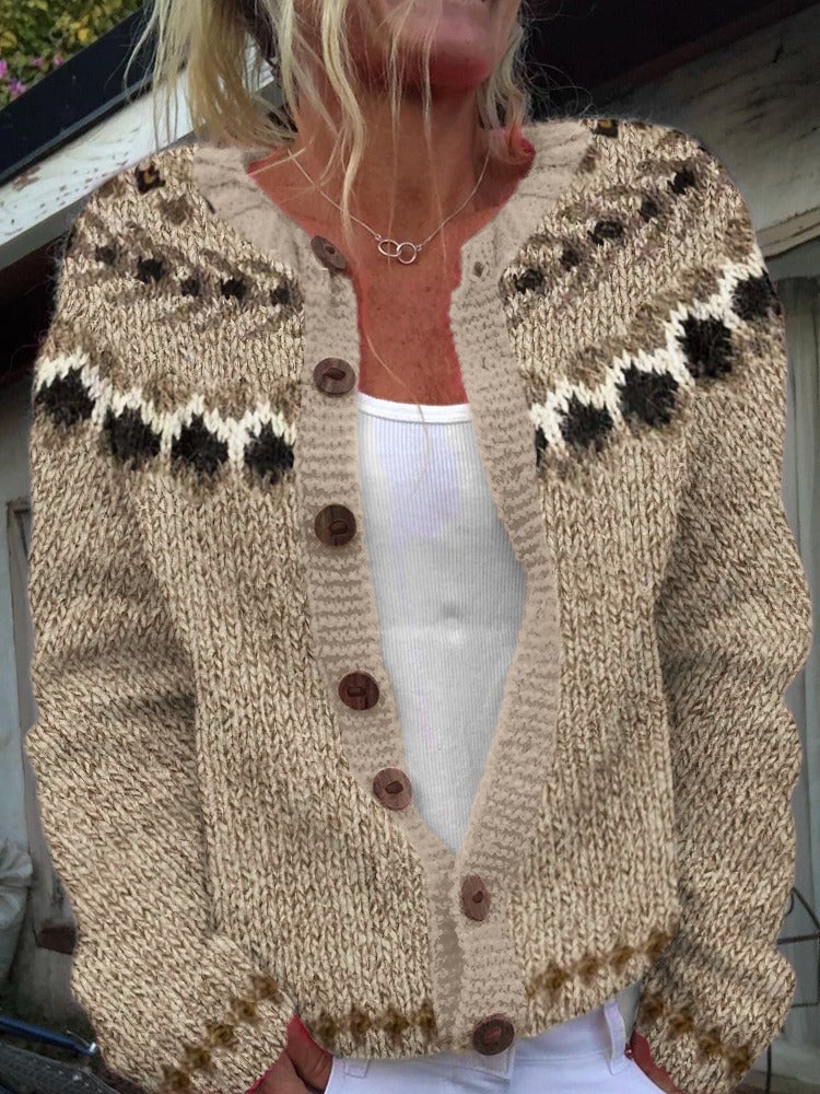 Lucinda Cardigan Donna con Girocollo con Bottoni a Maniche Lunghe, foto 1
