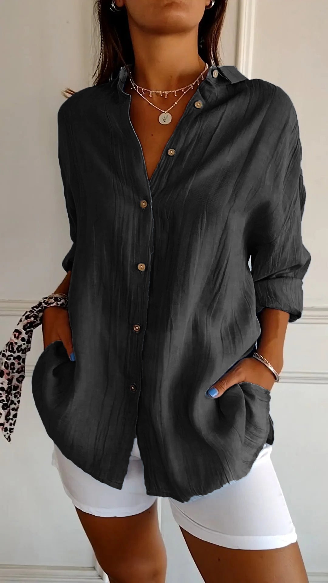 Mavi Camicia Donna con Revers e Pieghe, foto 2