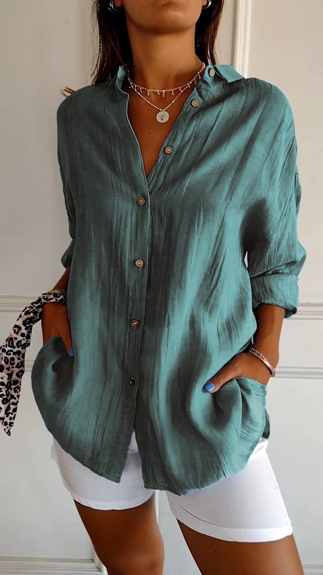 Mavi Camicia Donna con Revers e Pieghe, foto 7