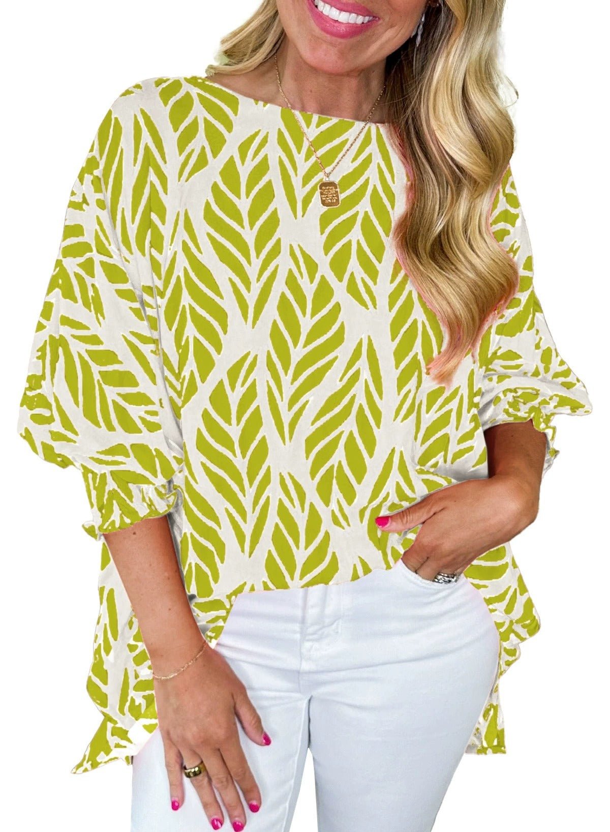 Mirka Blusa Donna dal Taglio Oversize con Girocollo e Stampa Integrale, foto 4