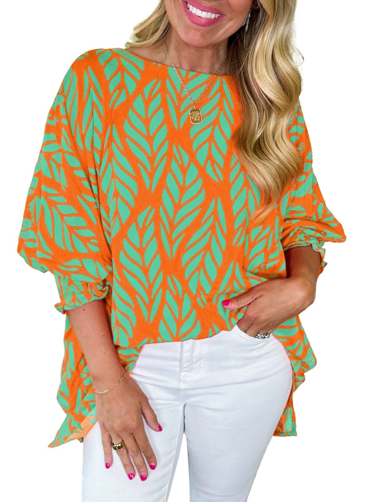 Mirka Blusa Donna dal Taglio Oversize con Girocollo e Stampa Integrale, foto 5