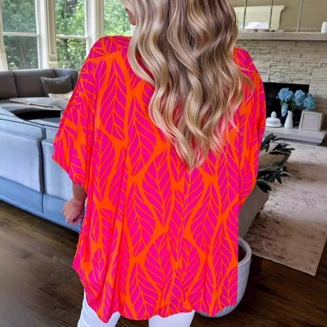 Mirka Blusa Donna dal Taglio Oversize con Girocollo e Stampa Integrale, foto 6