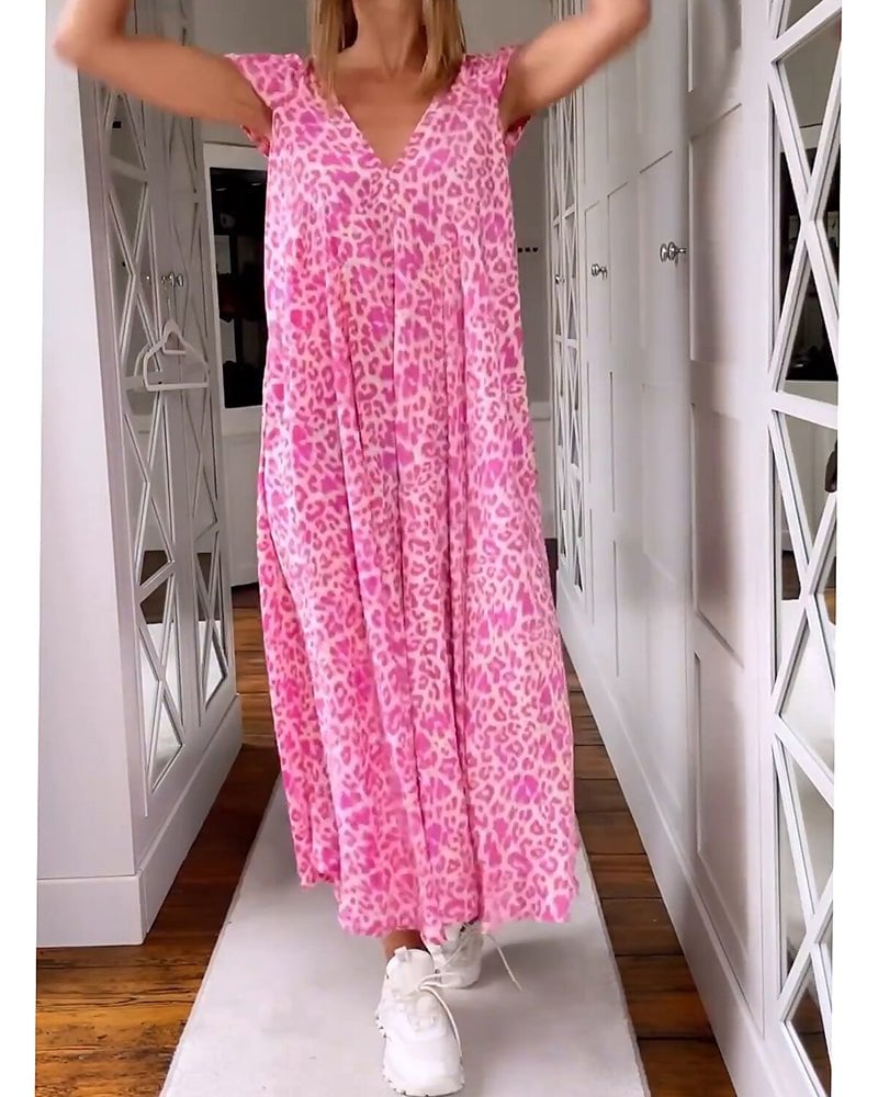 Nilde Abito Donna a Gamba Dritta con Scollo a V e Stampa Leopardata, foto 7