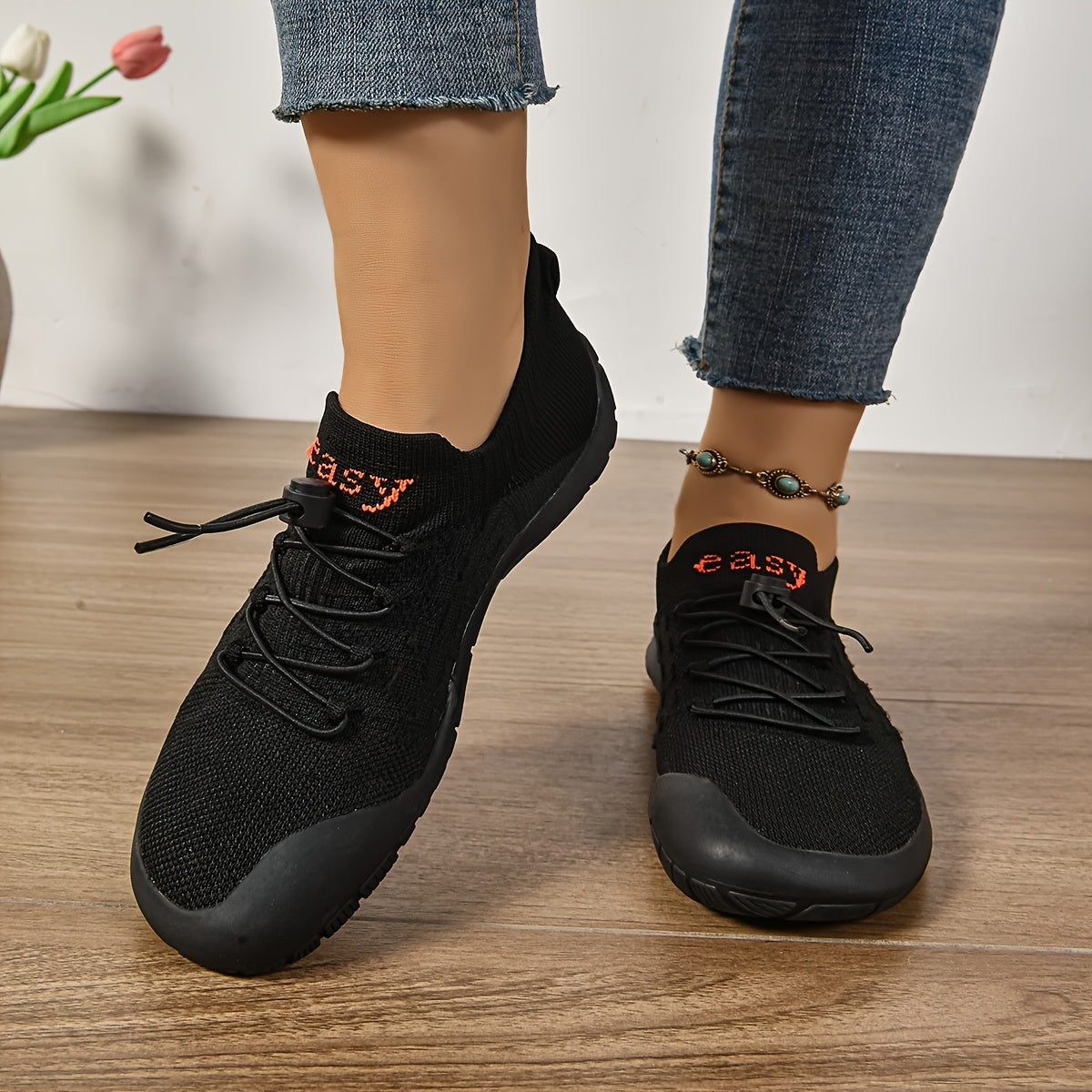 Olimpiade Sneakers Donna con Lacci e Suola Piatta in Nero, foto 2