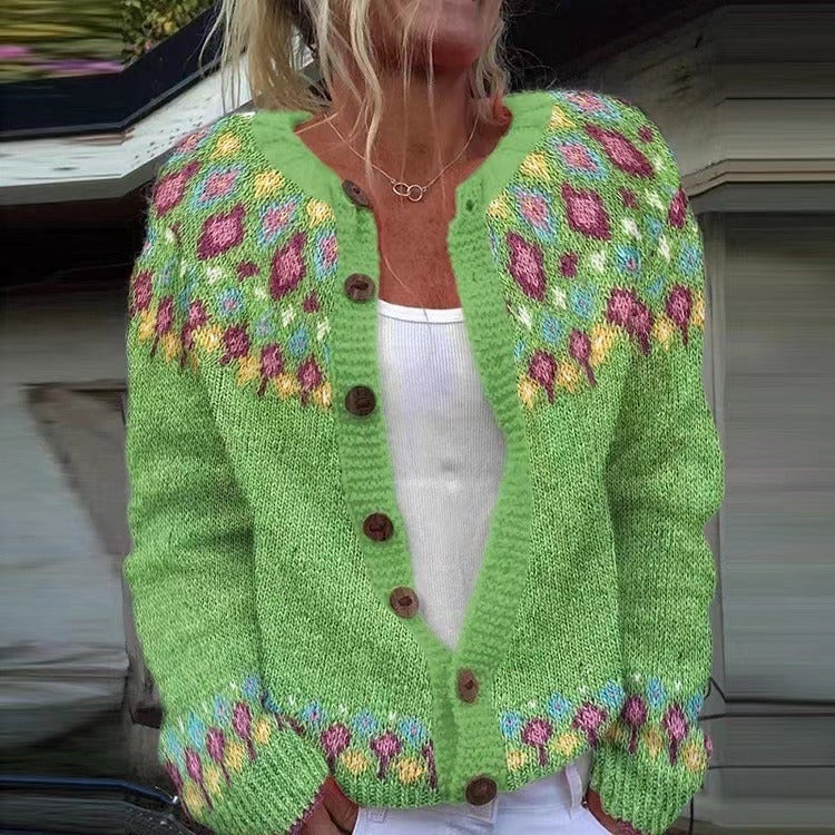 Primula Cardigan Donna con Girocollo con Bottoni a Maniche Lunghe, foto 1
