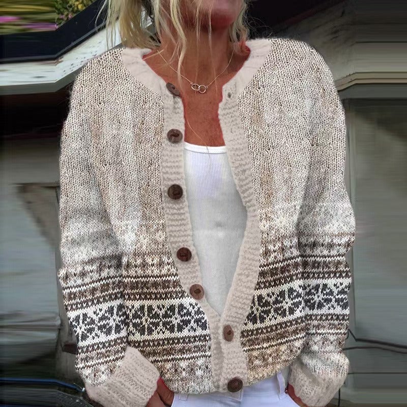 Romina Cardigan Donna con Girocollo con Bottoni a Maniche Lunghe, foto 1