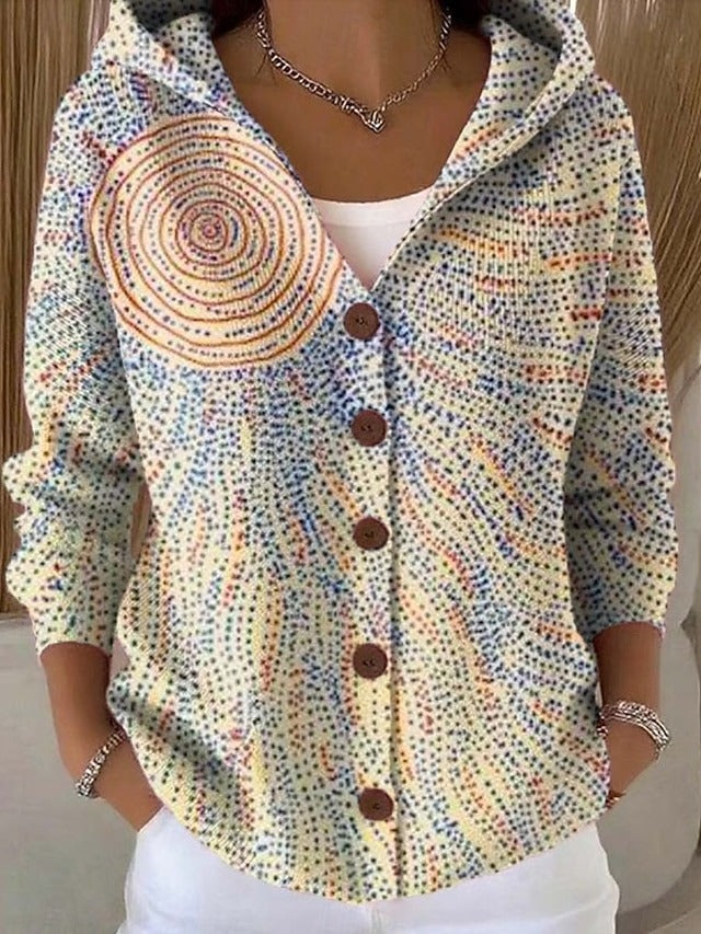 Rosabella Cardigan Donna dal Taglio Lungo con Cappuccio e Stampa Integrale, foto 6