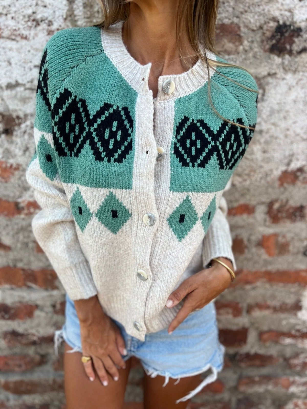 Santa Cardigan Donna con Girocollo con Bottoni a Maniche Lunghe, foto 1
