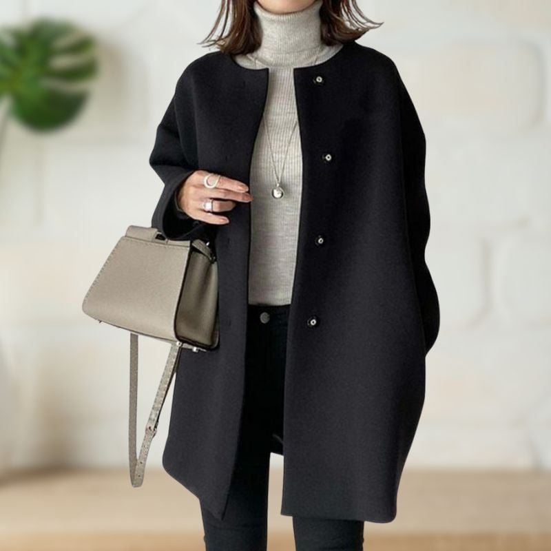 Santina Cappotto Donna con Girocollo con Bottoni e Tasche, foto 1