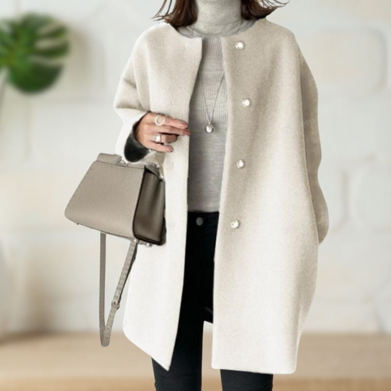Santina Cappotto Donna con Girocollo con Bottoni e Tasche, foto 3